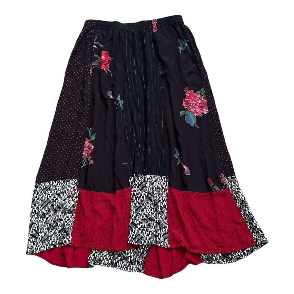 Vintage Carole Little II Womens Plus 16W Midi Patchwork Floral Elastic Waist - Picture 3 of 5